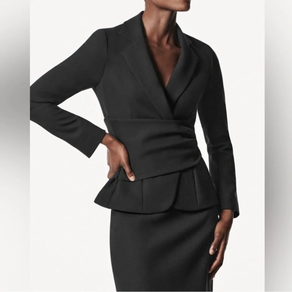 The Fold Black Collingham Jacket wool‎ blend size 10 NWT
